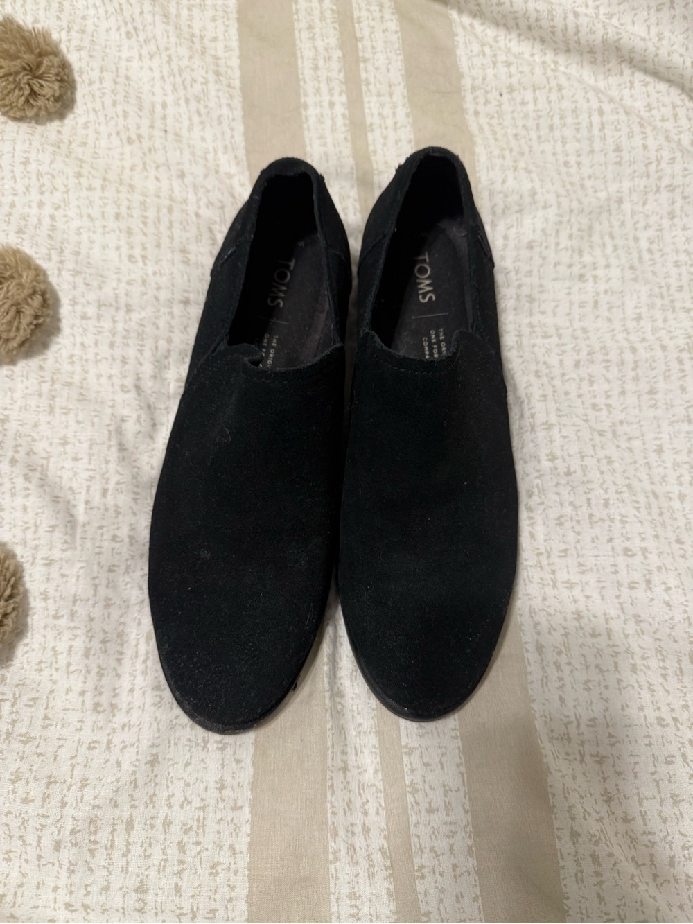 Toms Women’s Black Suede Slip-On Loafers